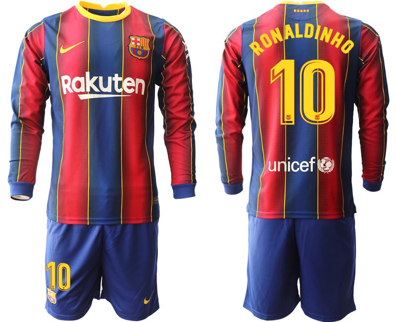 Men 2020-2021 club Barcelona home long sleeve #10 red Soccer Jerseys1